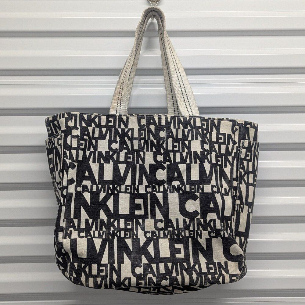 Calvin Klein Large Tote Bag Retro‎ distressed black and white